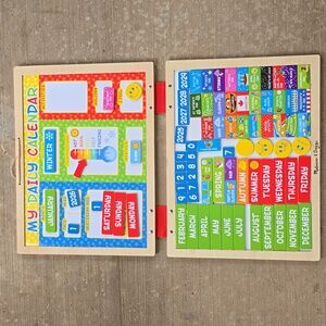 Melissa & Doug Wooden Magnetic Calendar with Red Accents